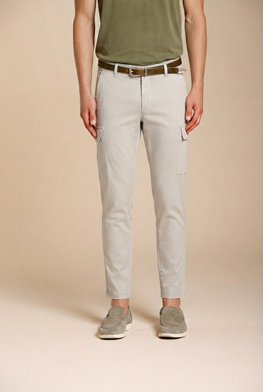 Chile pantalon cargo homme en satin stretch extra slim fit ①