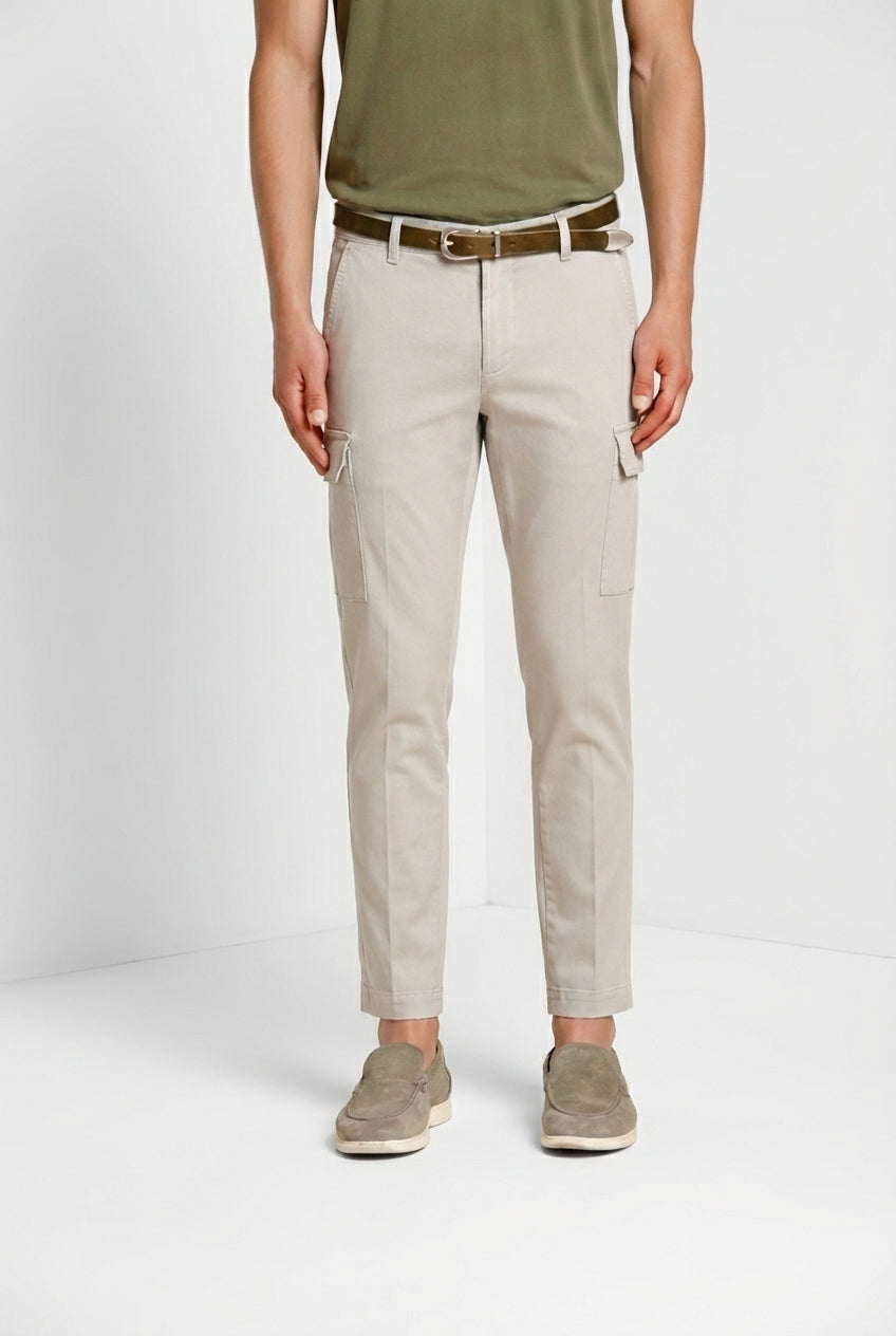 Chile pantalon cargo homme en satin stretch extra slim fit ①