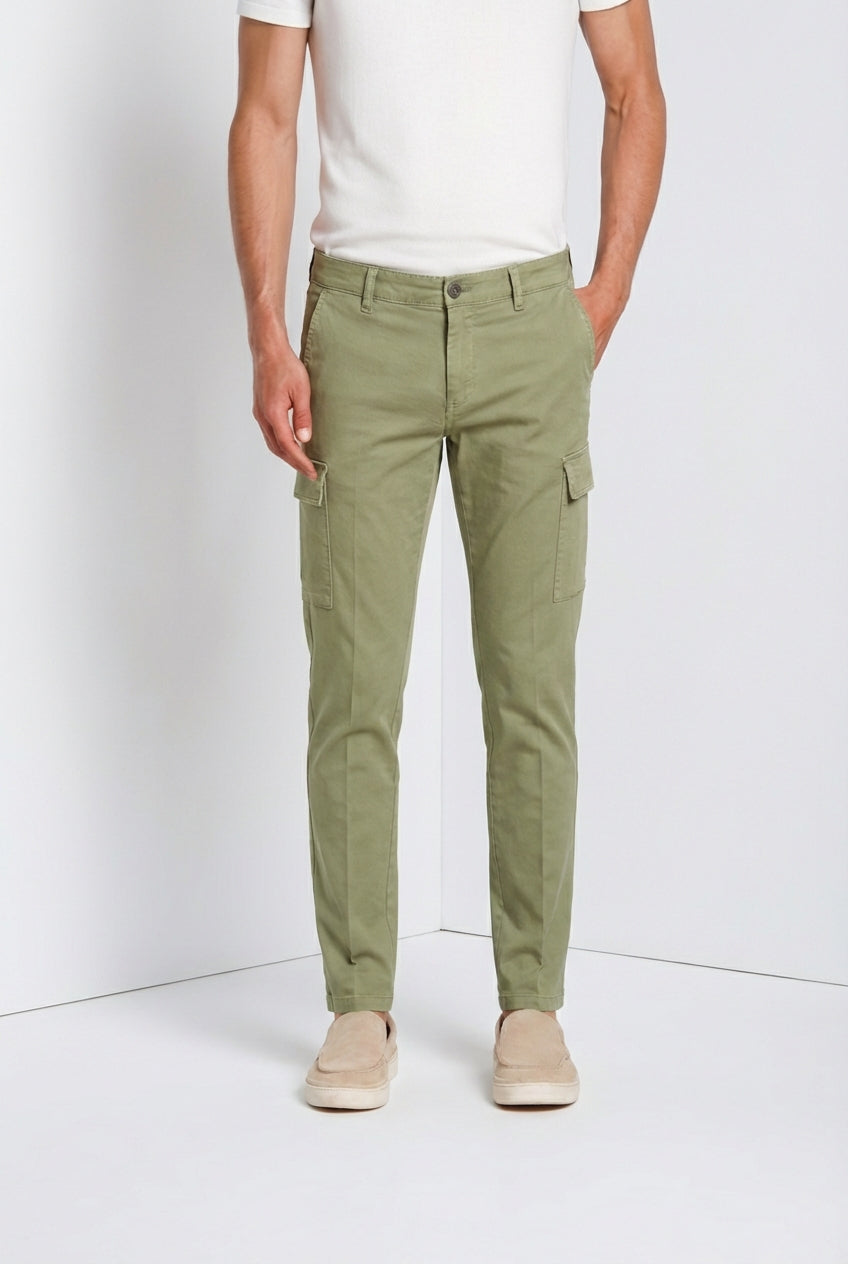 Chile pantalon cargo homme en satin stretch extra slim fit ①