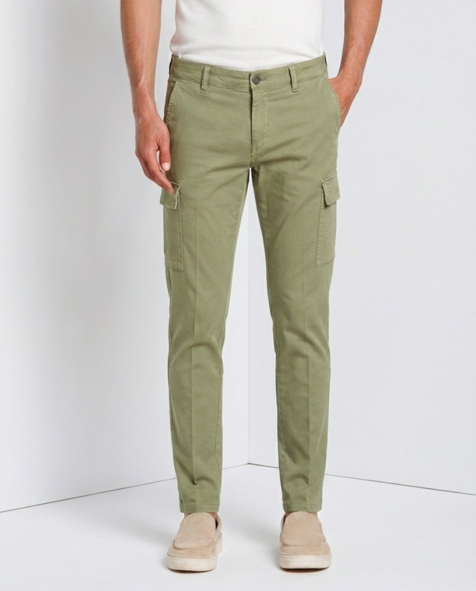 Chile pantalone cargo uomo in raso stretch extra slim fit ①