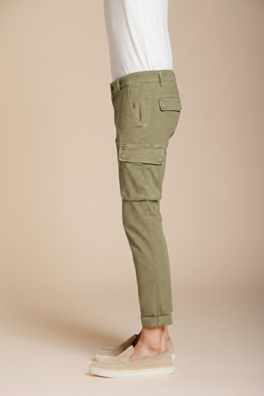 Chile pantalon cargo homme en satin stretch extra slim fit ①