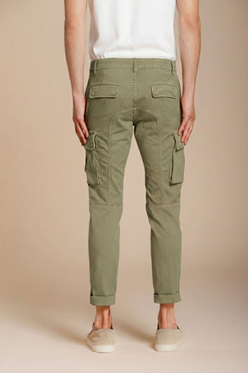 Chile pantalon cargo homme en satin stretch extra slim fit ①