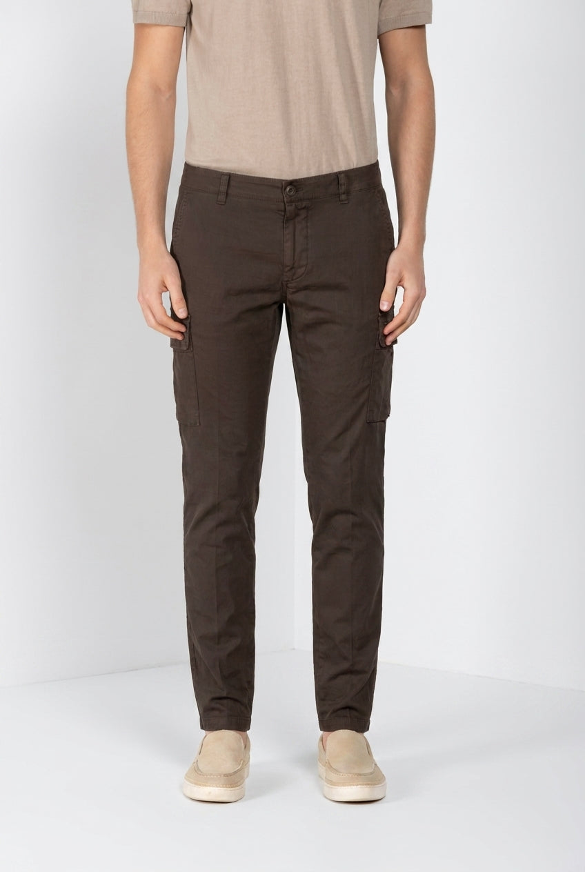 Chile pantalon cargo homme en satin stretch extra slim fit ①