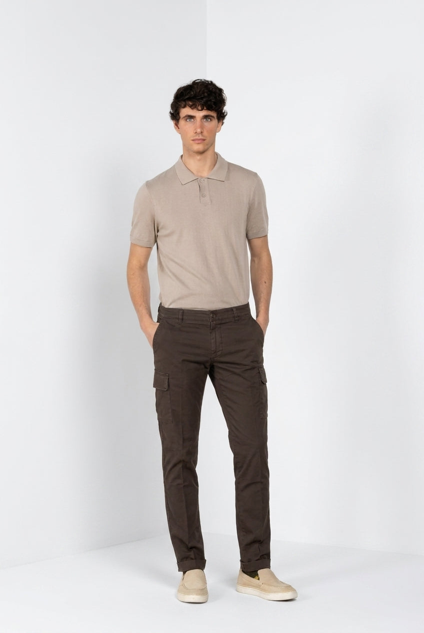 Chile pantalon cargo homme en satin stretch extra slim fit ①