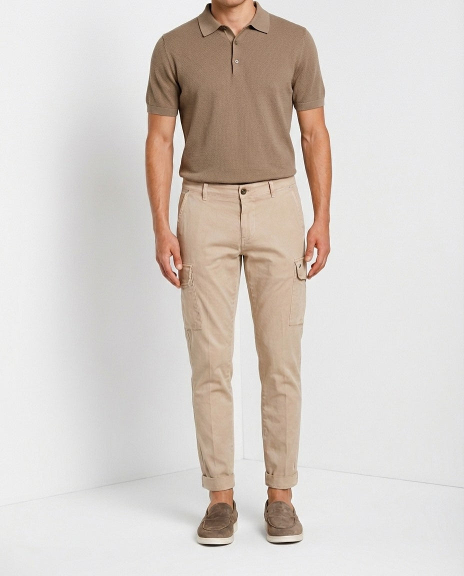 Chile men's cargo pants in stretch satin extra slim fit ①