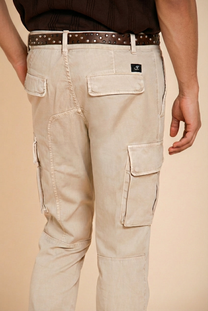 Chile men's cargo pants stretch satin extra slim fit ①