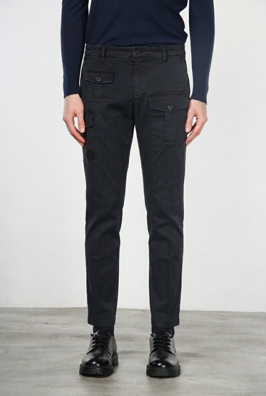 George Coolpocket men's cargo pants in gabardine carrot fit ①
