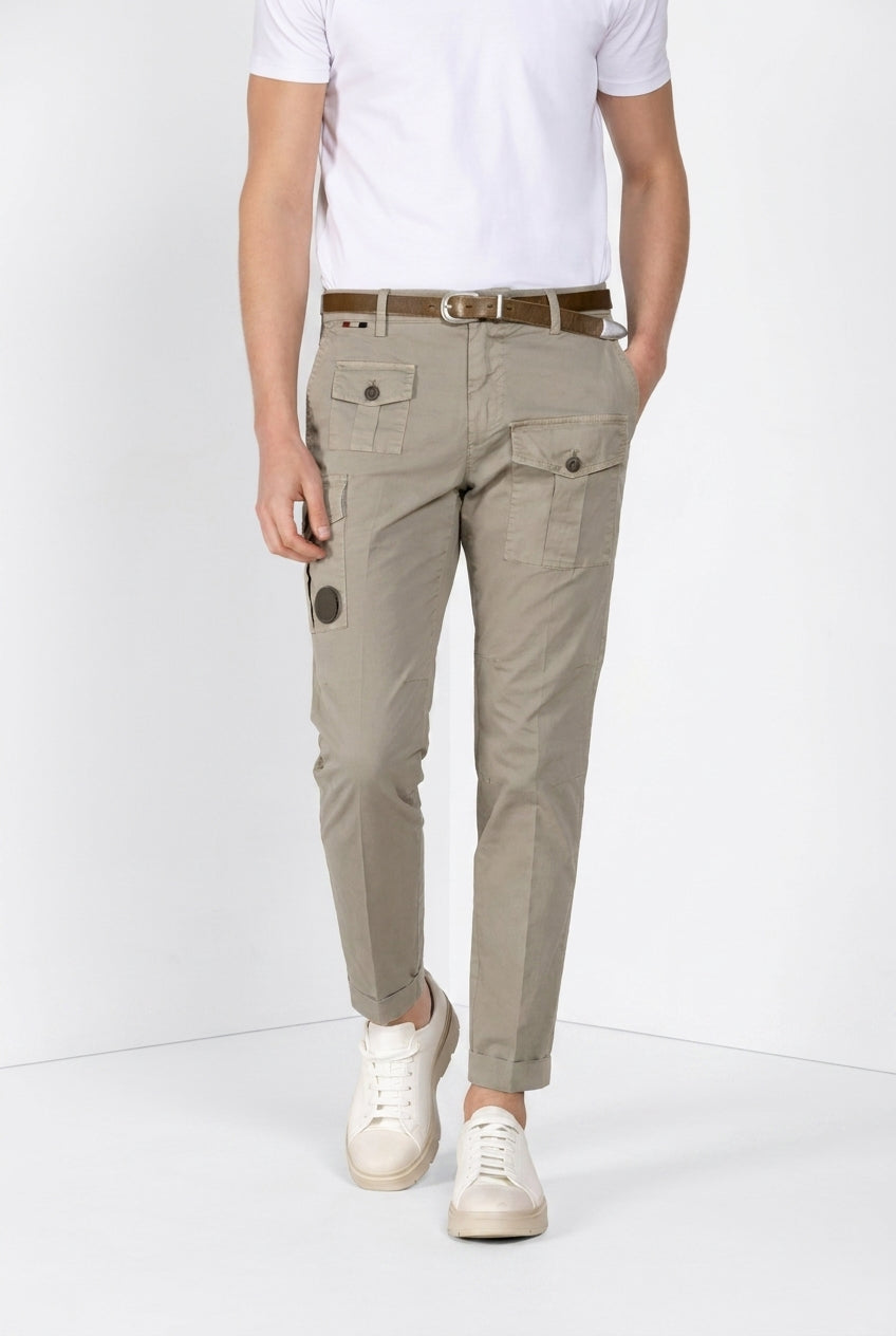 George Coolpocket pantalon cargo homme en twill léger stretch Logo Edition carrot fit ①