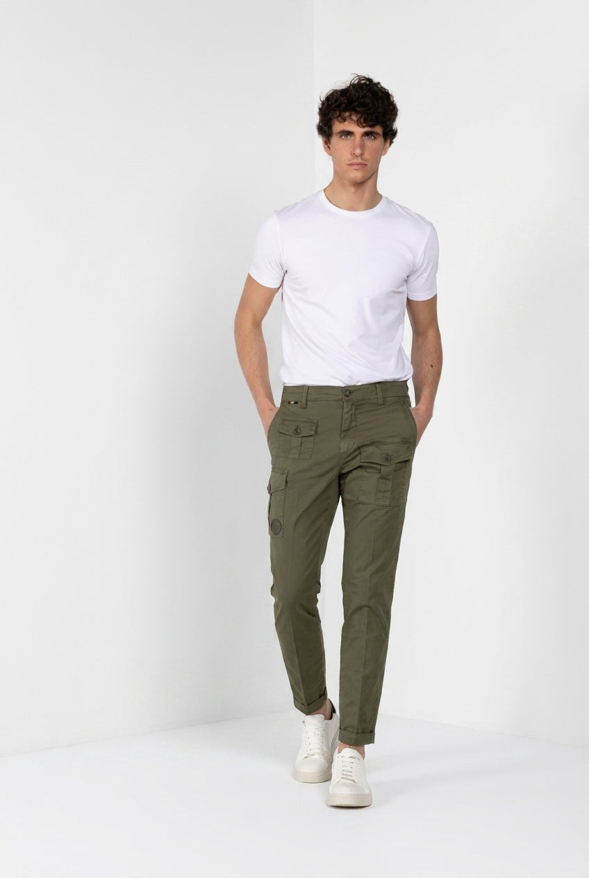 George Coolpocket men's cargo pants in lightweight stretch twill Logo Edition carrot fit ①