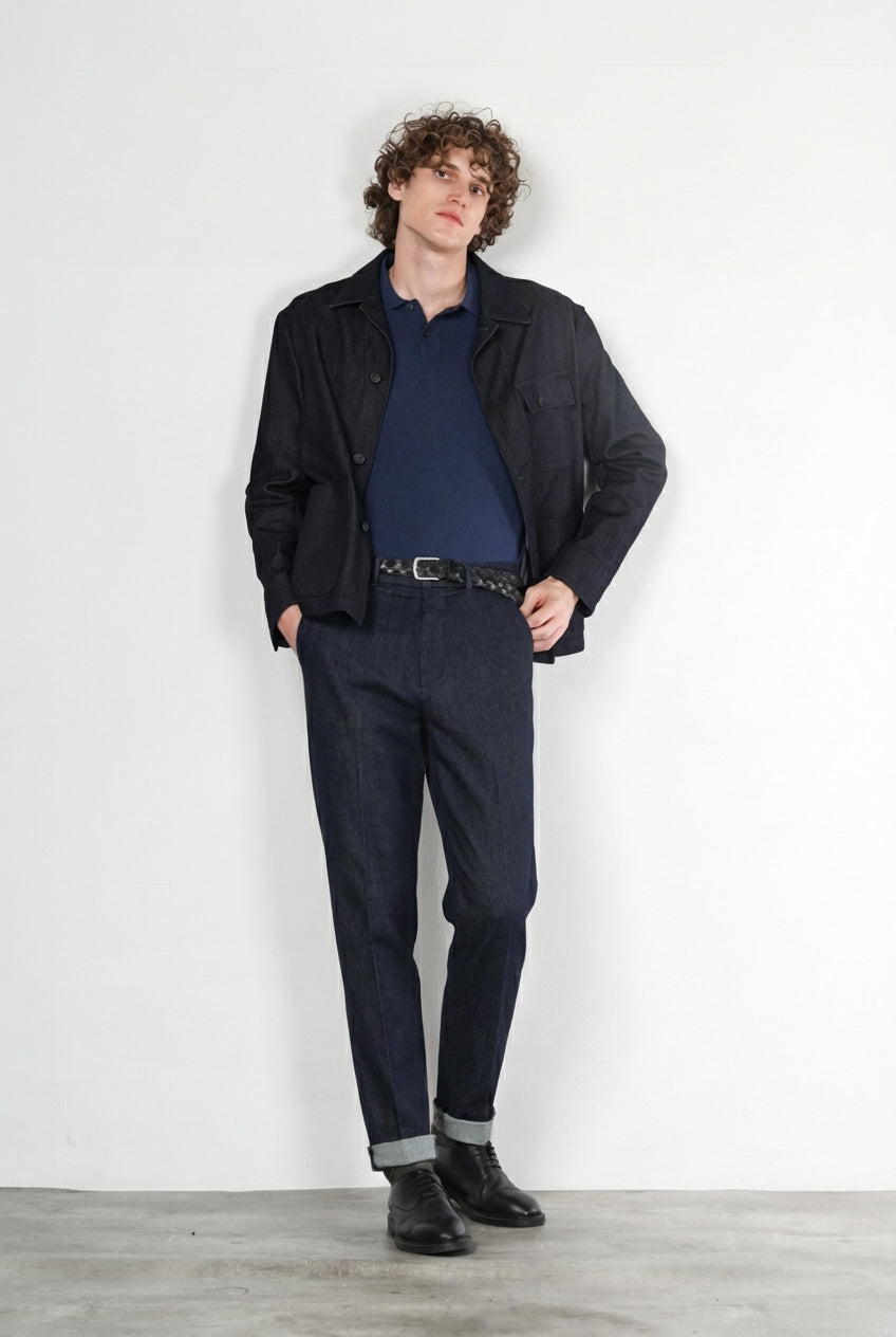 Chinos Chinohose für Herren aus technischem Stretch-Denim mit relaxed fit