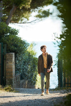 Pinces pantalone chino uomo in gabardina stretch relaxed fit