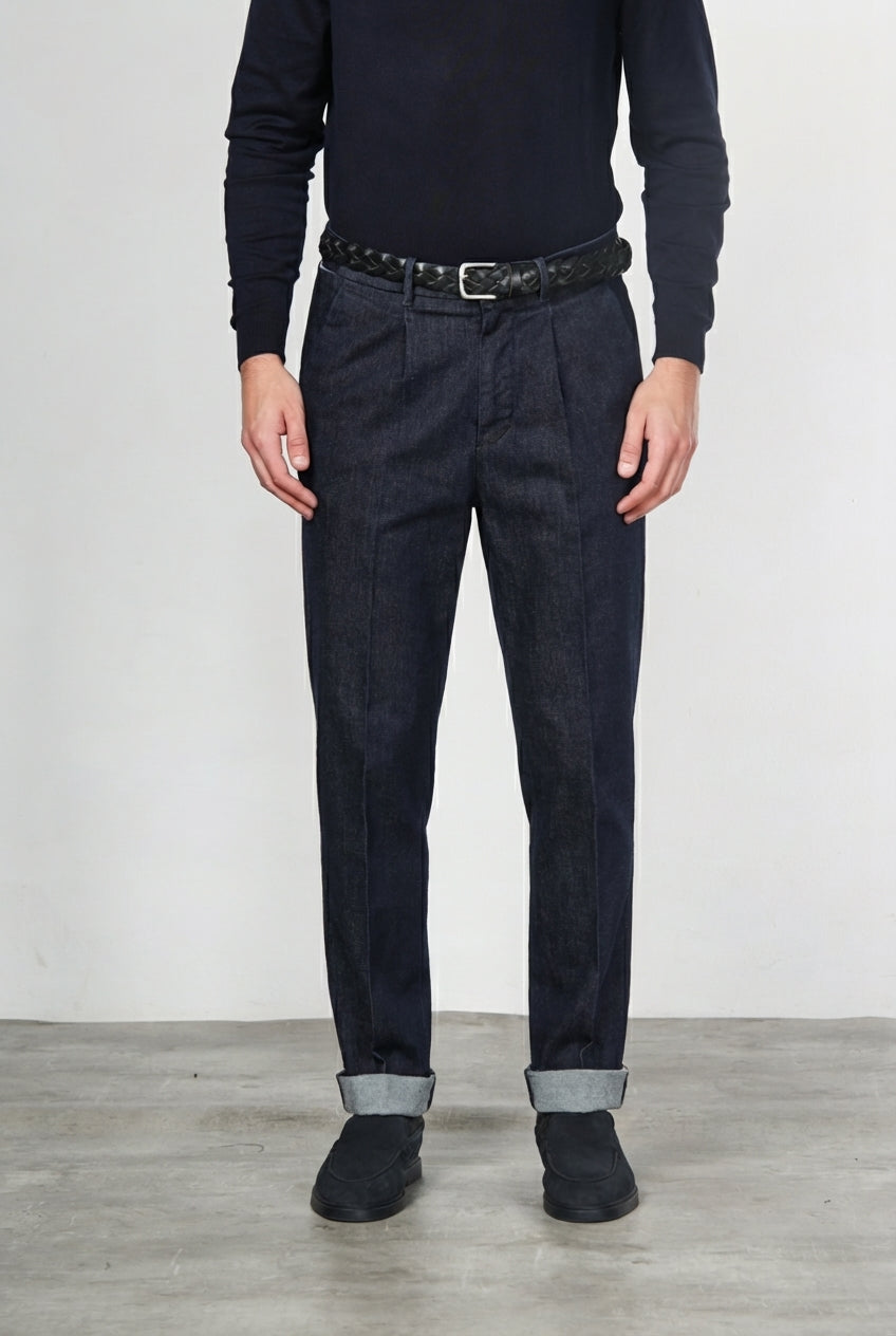Pinces men’s chino pants in techno stretch denim with relaxed fit