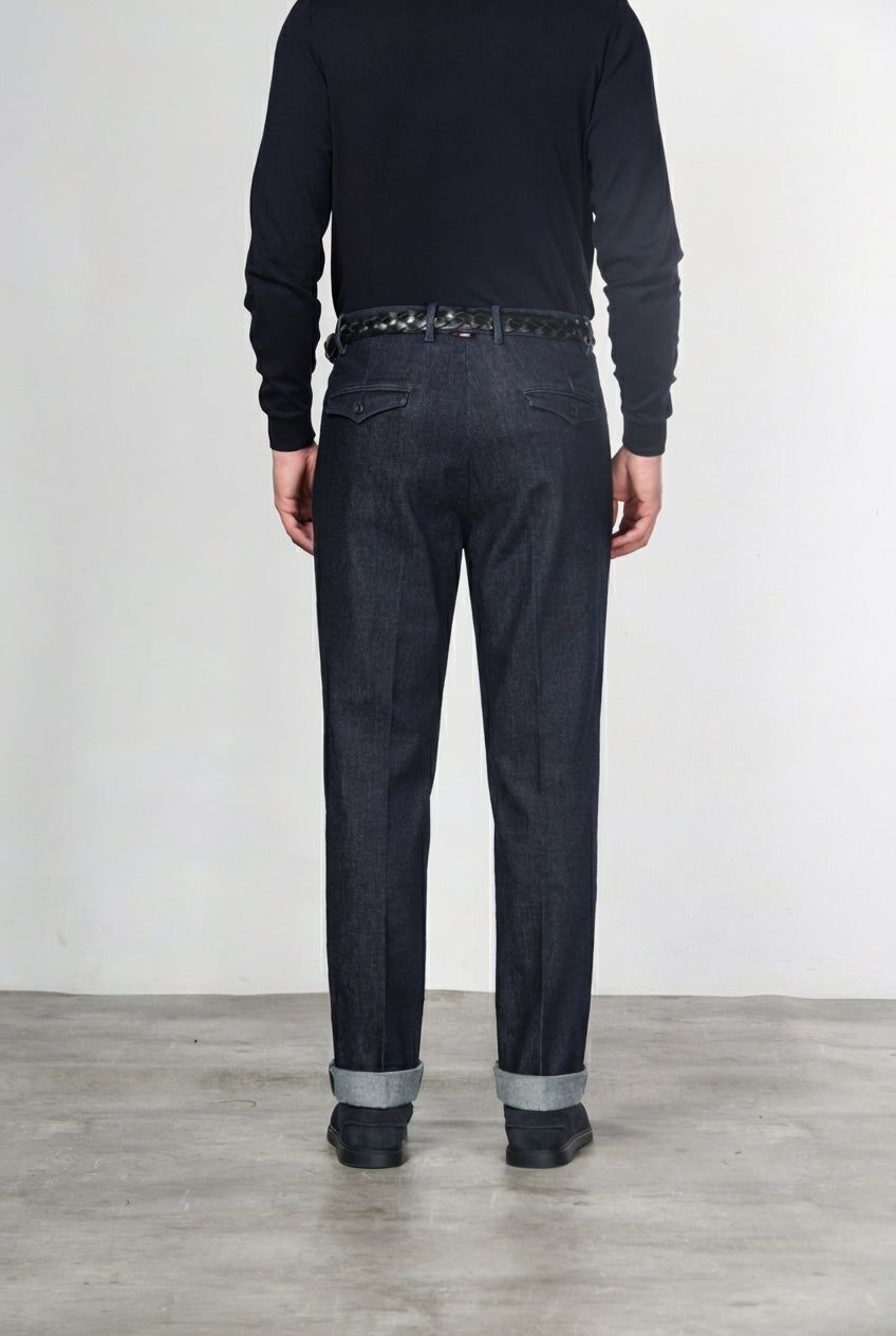 Pinces men’s chino pants in techno stretch denim with relaxed fit
