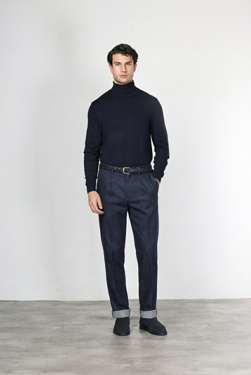 Pinces men’s chino pants in techno stretch denim with relaxed fit