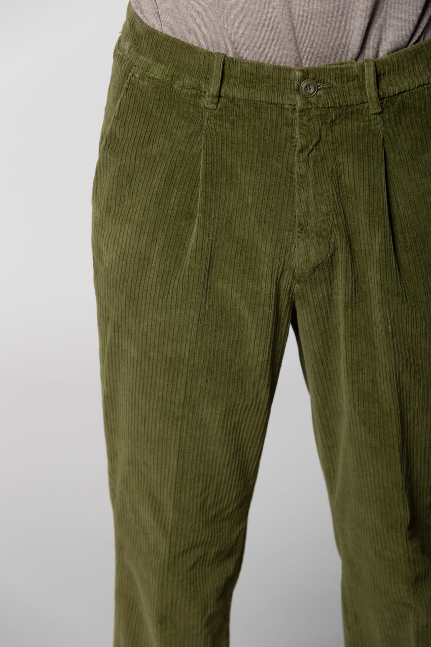 Pinces pantalone chino uomo in velluto costa francia relaxed fit