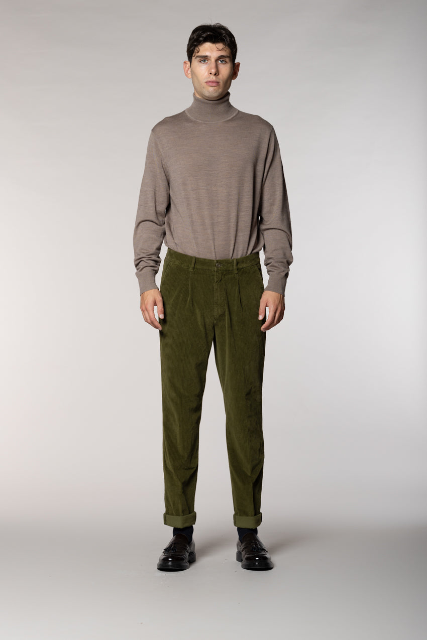 Pinces pantalone chino uomo in velluto costa francia relaxed fit