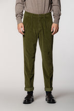 Pinces pantalone chino uomo in velluto costa francia relaxed fit