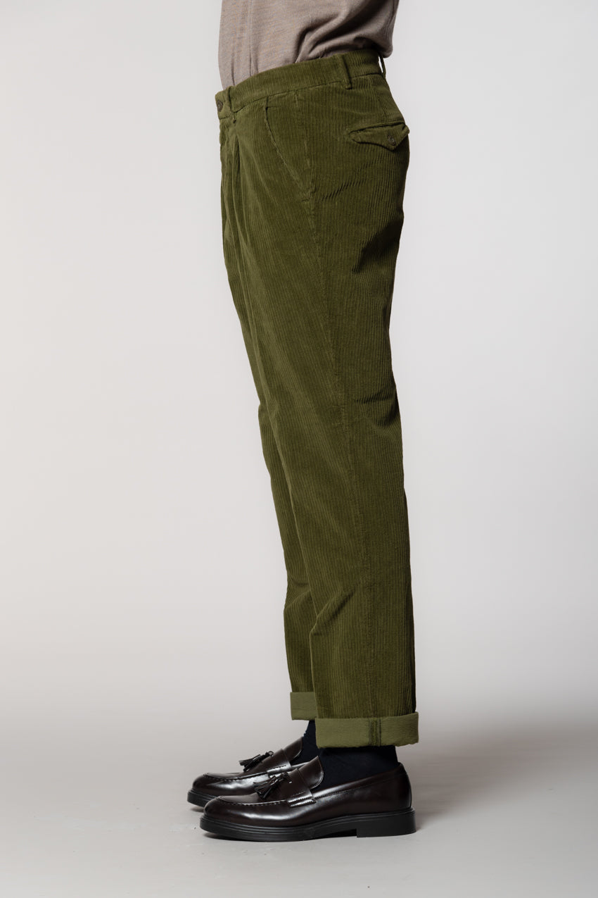 Pinces pantalone chino uomo in velluto costa francia relaxed fit
