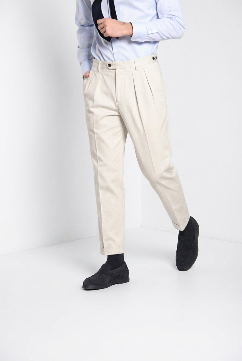 Don Johnson 2 Pinces pantalon chino homme en bull carrot fit