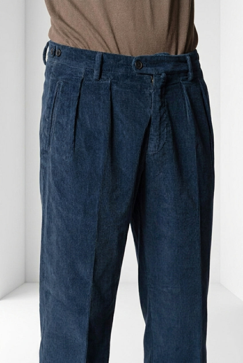 Don Johnson 2 Pinces pantalon chino homme en velours 500 raies carrot fit