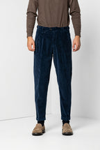 Don Johnson 2 Pinces pantalon chino homme en velours 500 raies carrot fit