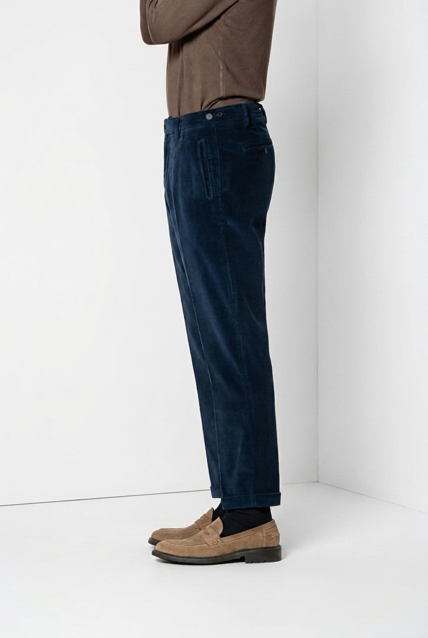 Don Johnson 2 Pinces pantalon chino homme en velours 500 raies carrot fit