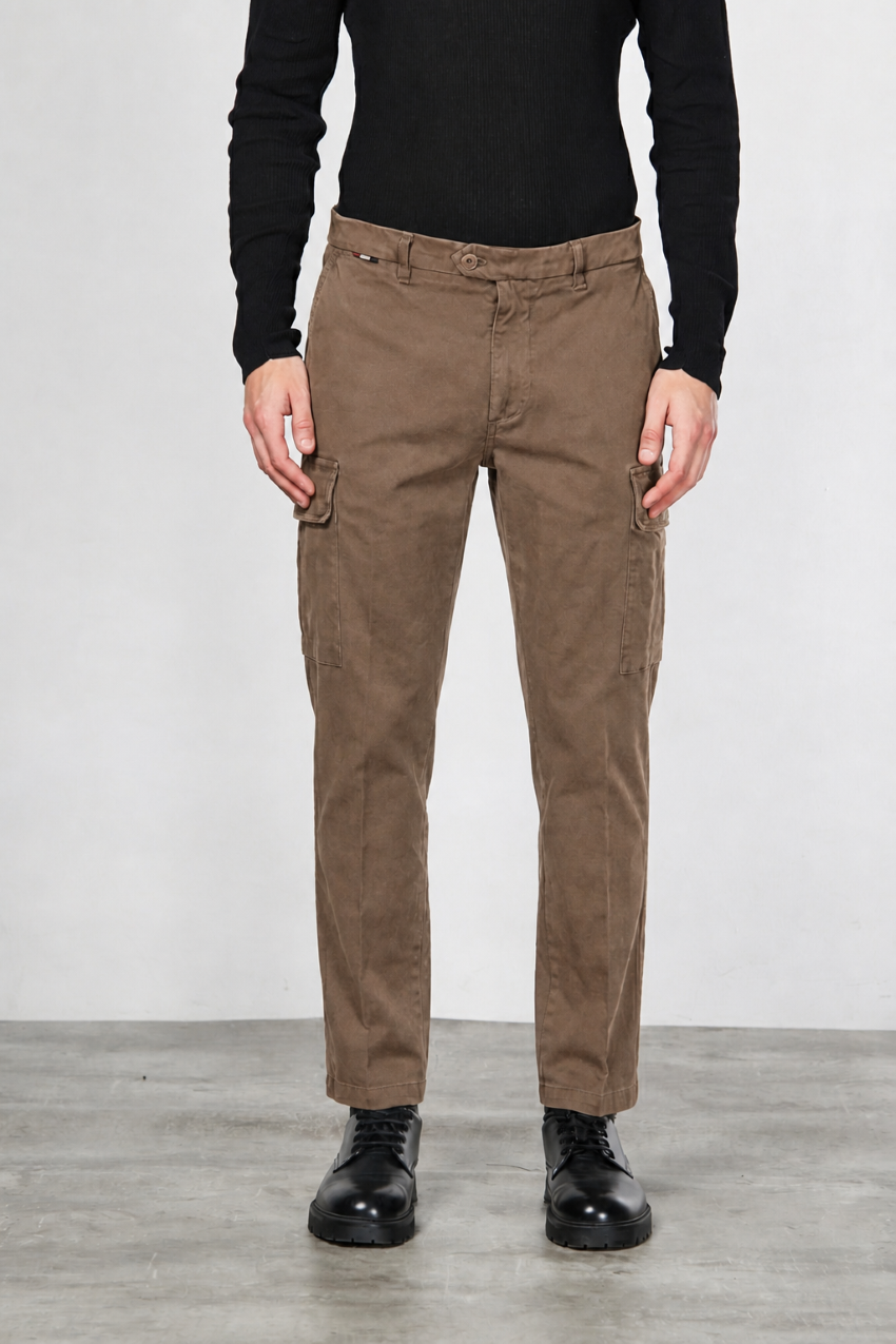 Chile pantalone cargo uomo in gabardina carrot fit
