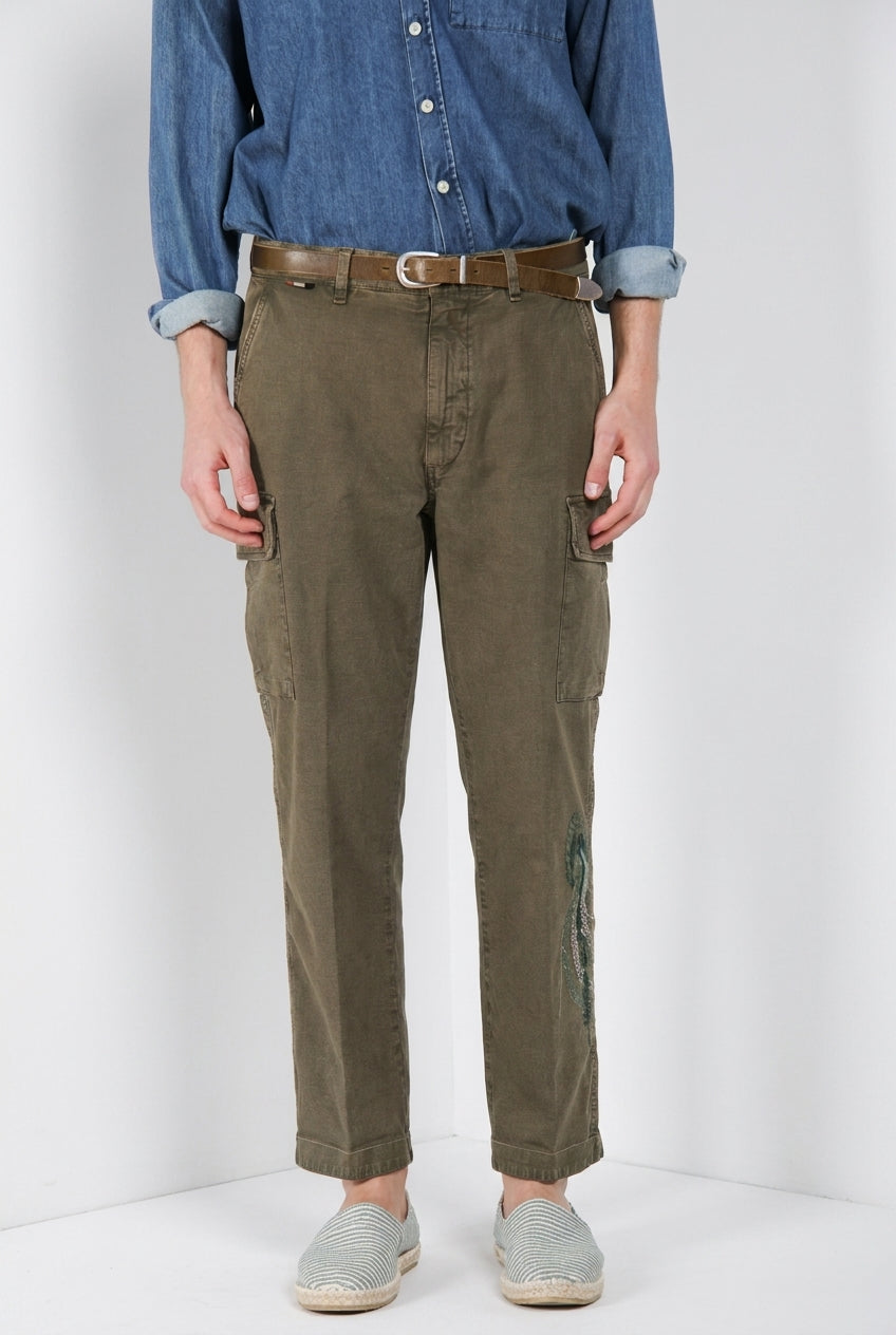Chile M74 men's cargo pants in slub panama relaxed fit ①