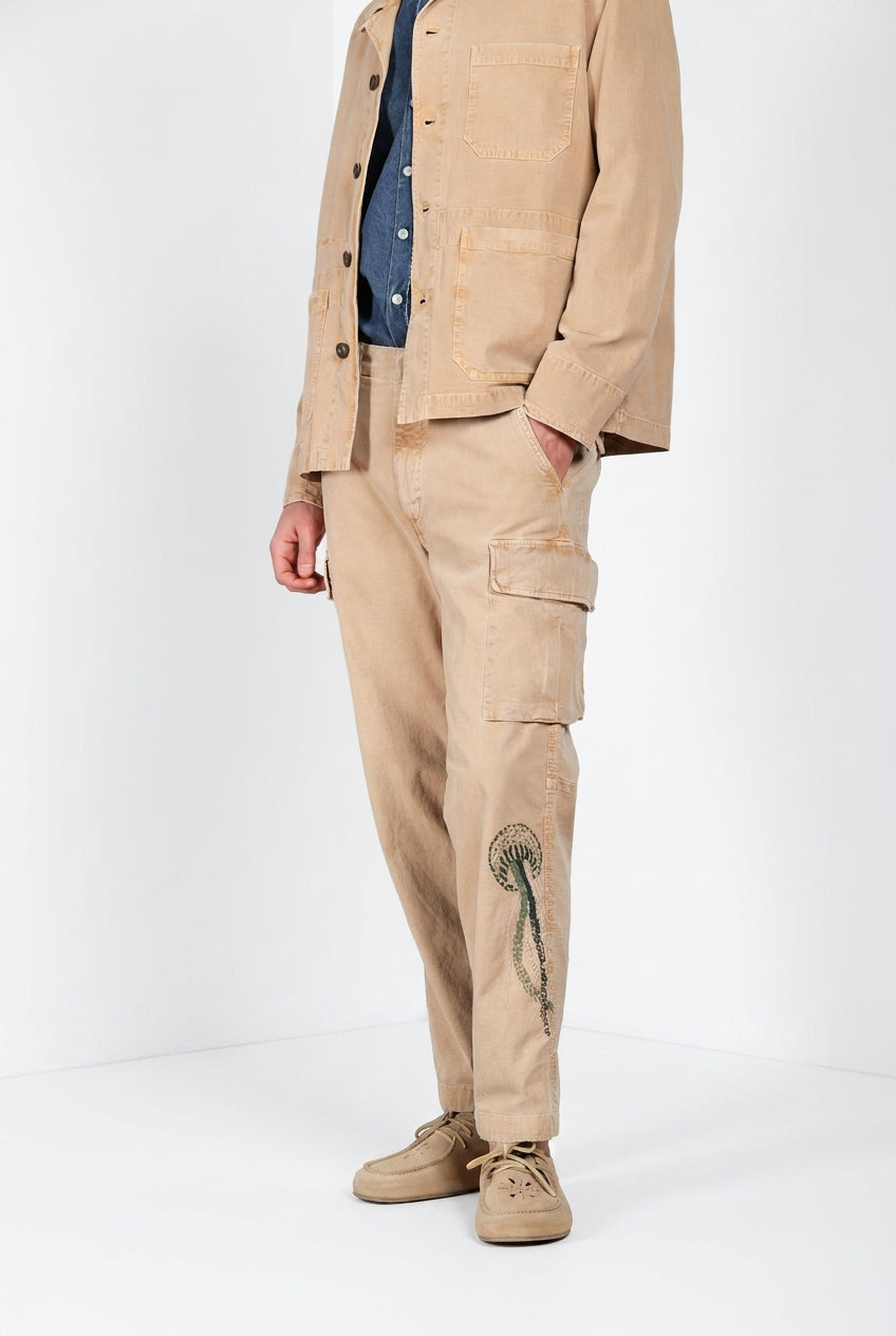 Chile M74 pantalon cargo homme en panama flammé relaxed fit ①