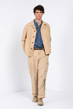 Chile M74 pantalone cargo uomo in panama fiammata relaxed fit ①