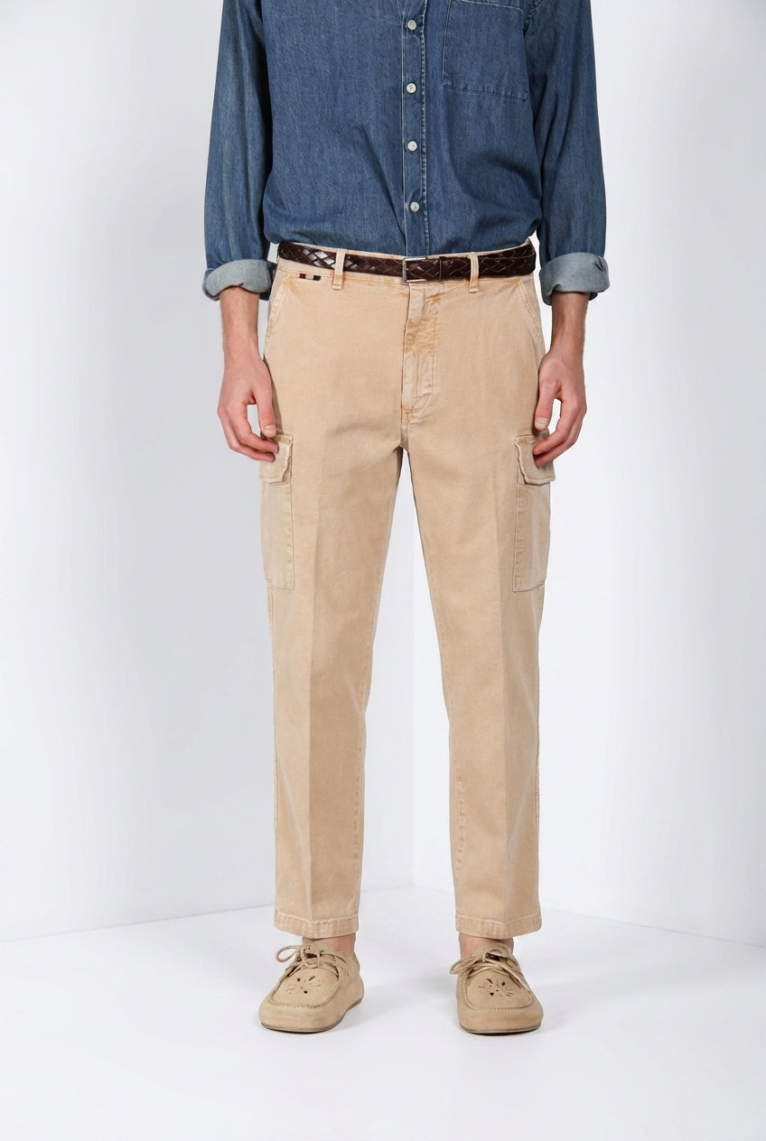 Chile M74 pantalon cargo homme en panama flammé relaxed fit ①