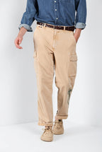 Chile M74 pantalone cargo uomo in panama fiammata relaxed fit ①
