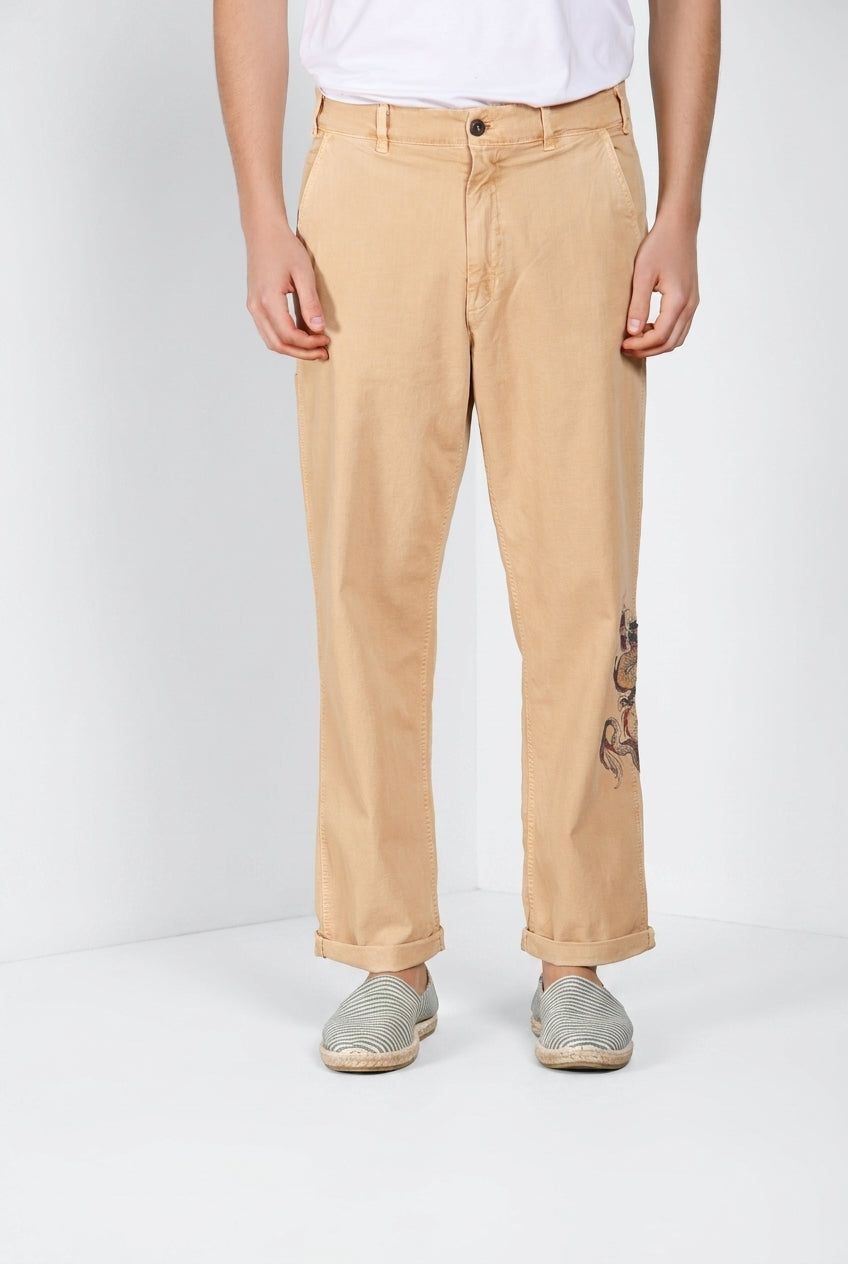 Denver M74 pantalon cargo homme en panama flammé relaxed fit ①