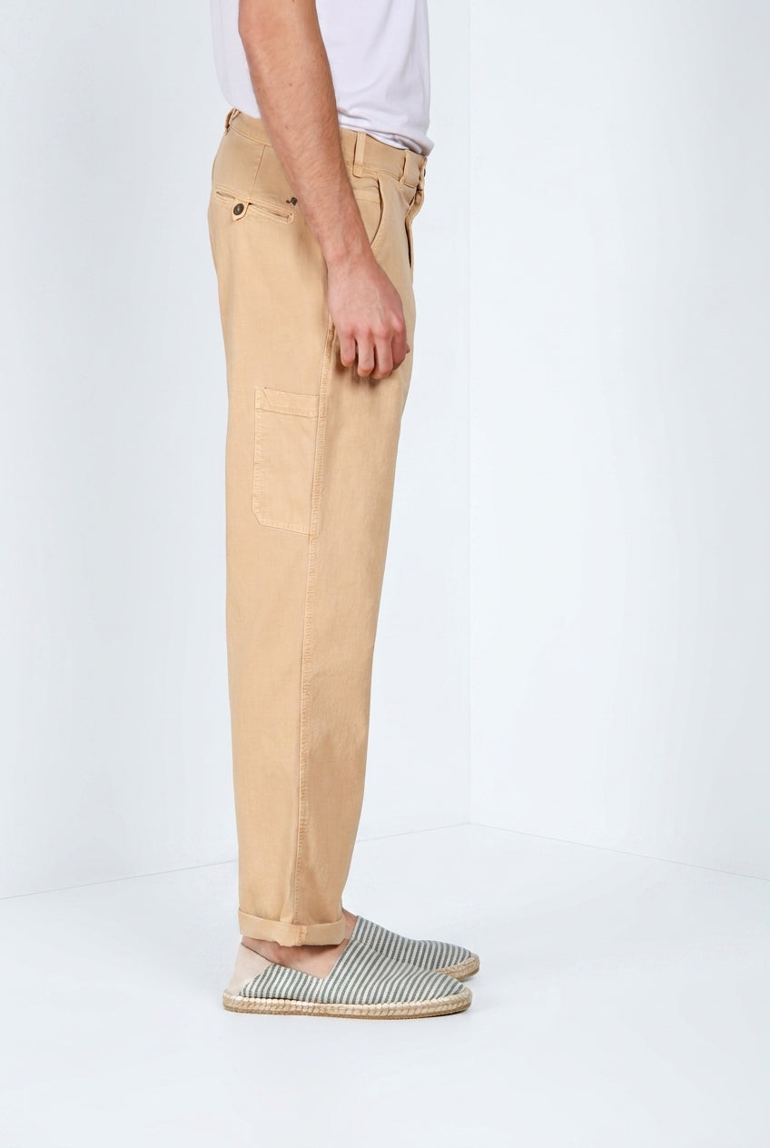 Denver M74 pantalon cargo homme en panama flammé relaxed fit ①