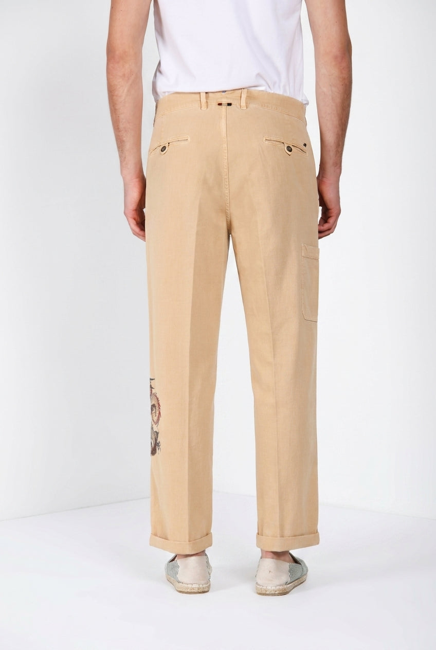 Denver M74 pantalon cargo homme en panama flammé relaxed fit ①