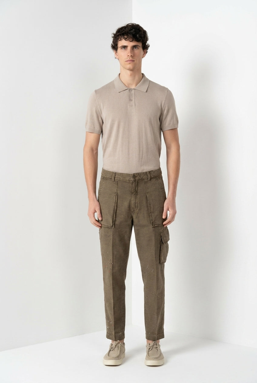 Cuba Work M74 pantalon cargo homme en coton flammé relaxed fit ①