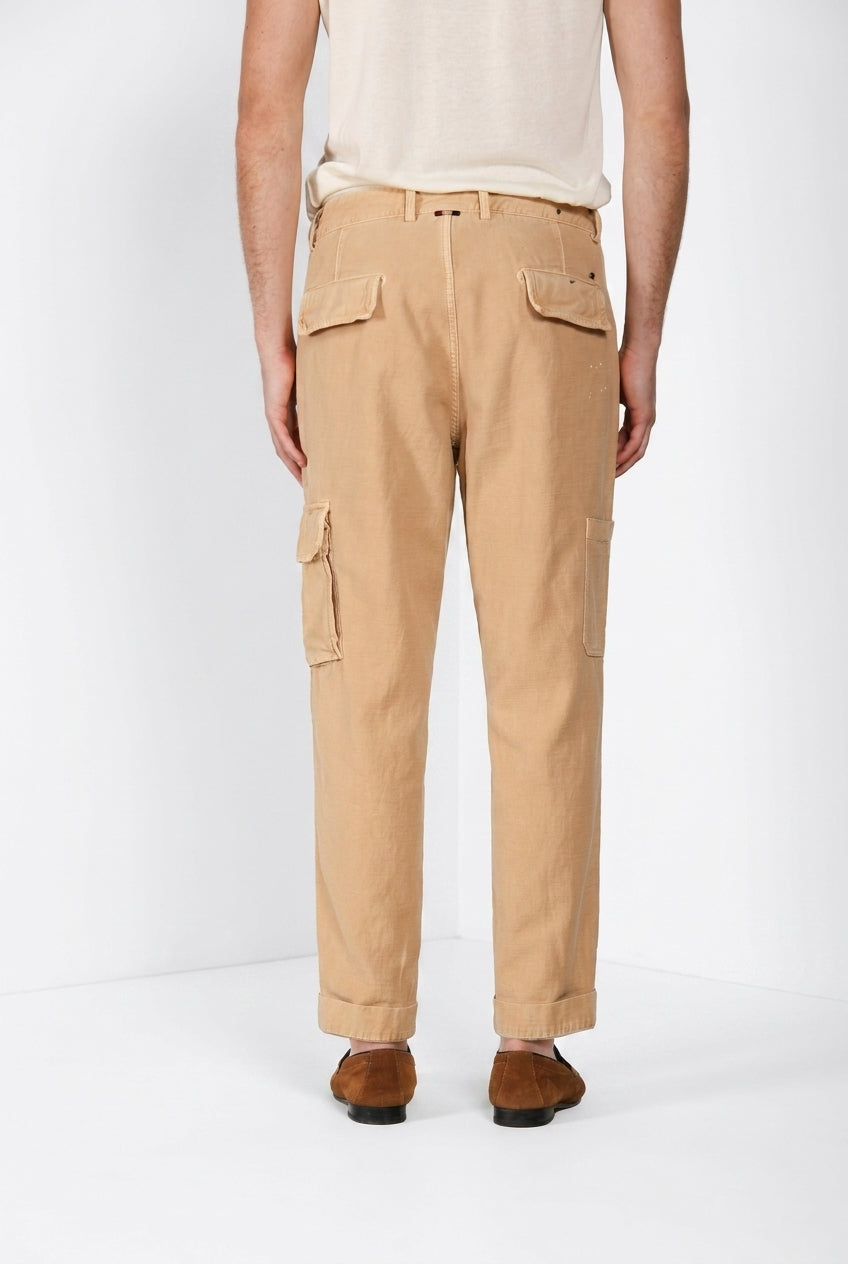 Cuba Work M74 pantalone cargo uomo in cotone fiammato relaxed fit ①