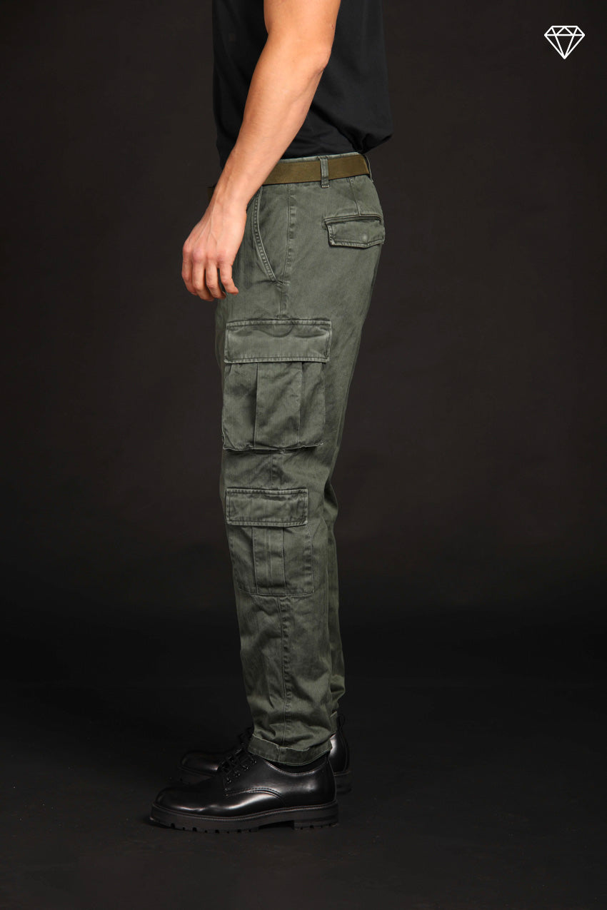 Bahamas pantalone cargo uomo in cotone con microfantasia resca Logo Limited Edition relaxed fit ①