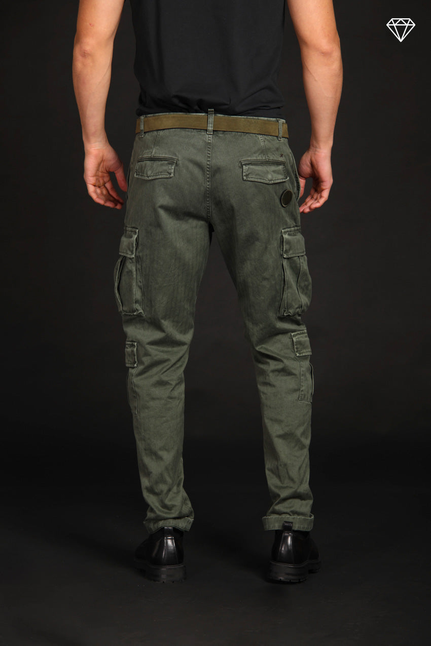 Bahamas pantalone cargo uomo in cotone con microfantasia resca Logo Limited Edition relaxed fit ①