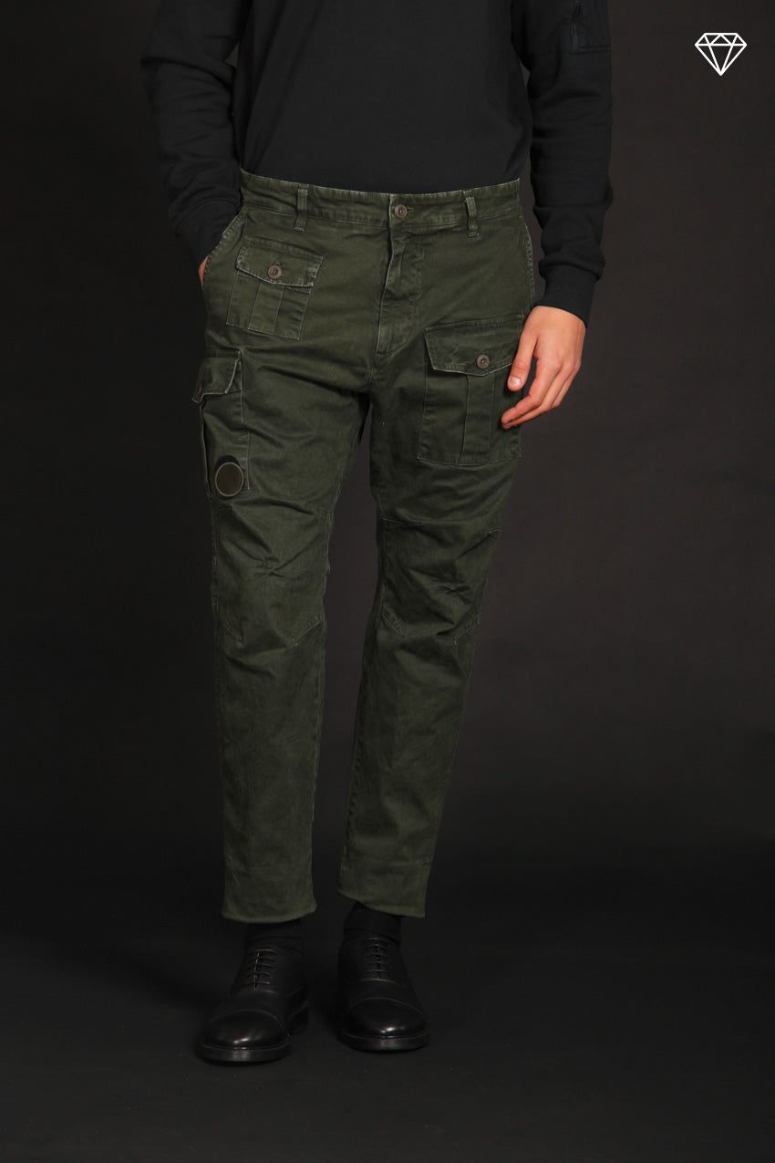 George Coolpocket pantalone cargo uomo in gabardina Logo Limited Edition carrot fit ①