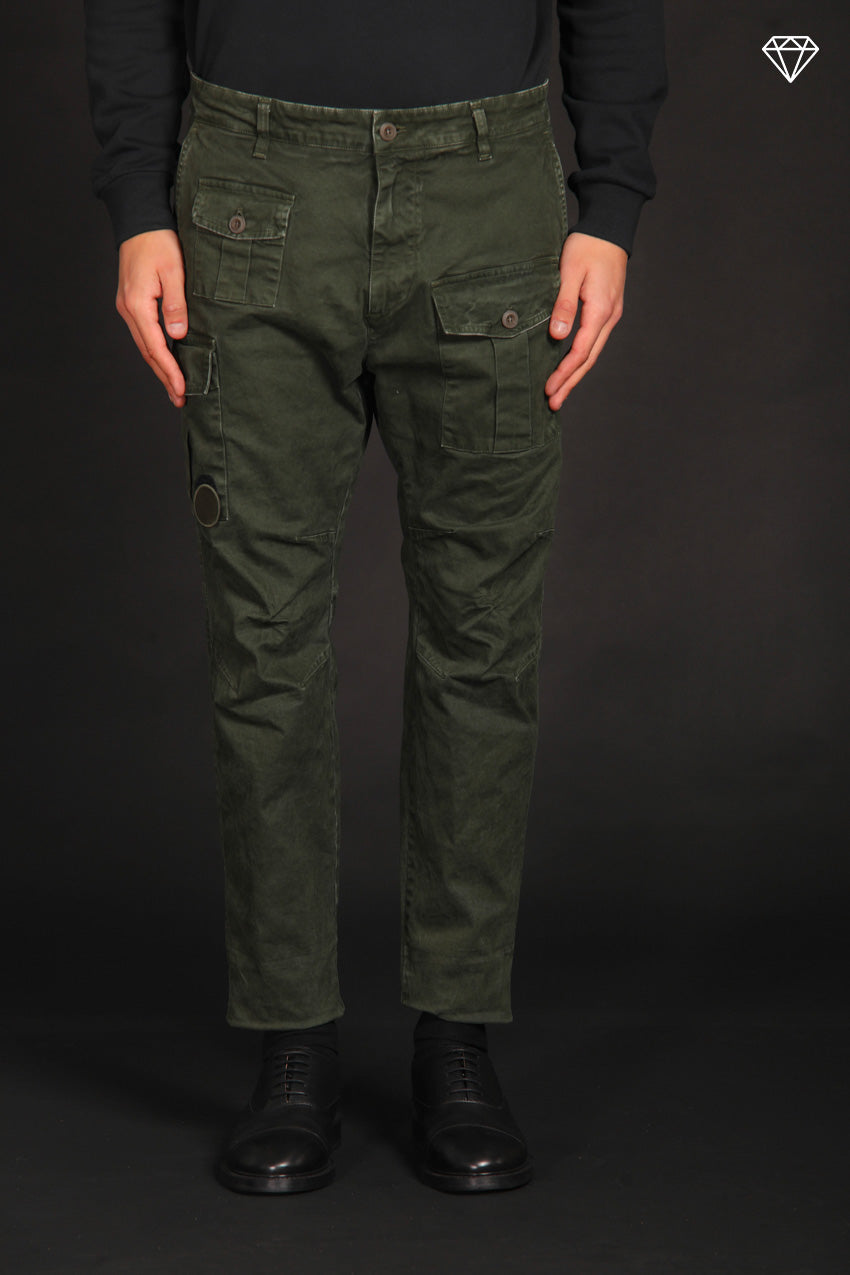 George Coolpocket pantalone cargo uomo in gabardina Logo Limited Edition carrot fit ①