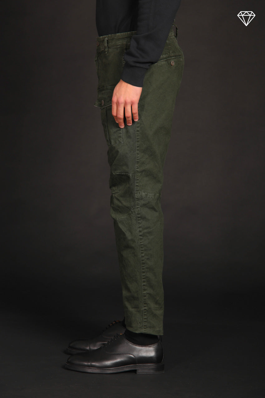 George Coolpocket pantalone cargo uomo in gabardina Logo Limited Edition carrot fit ①