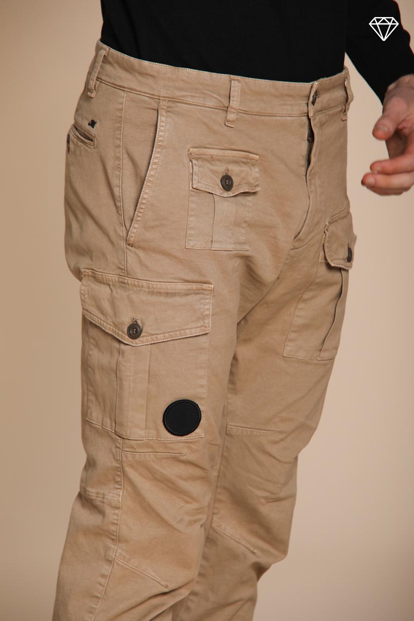 Foto 3 George Coolpocket pantalone cargo uomo in gabardina logo edition carrot fit ①