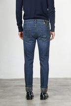Harris men’s 5-pocket pants in camouflage-pattern denim with slim fit
