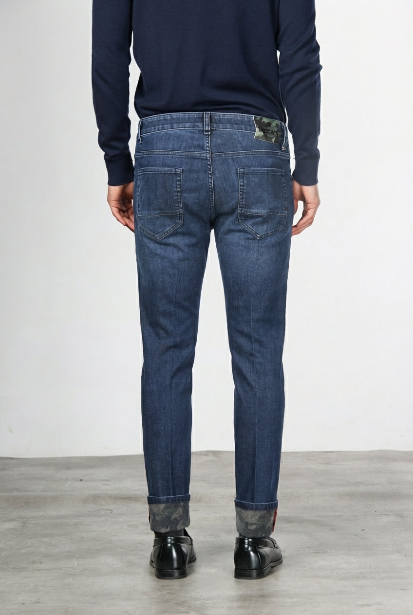 Harris men’s 5-pocket pants in camouflage-pattern denim with slim fit
