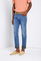 Harris pantalone 5 tasche uomo in denim stampa camouflage slim fit