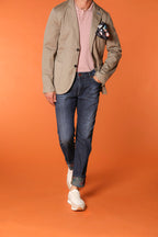 Harris 5-Pocket men's denim pants with floral print lining and slim fit