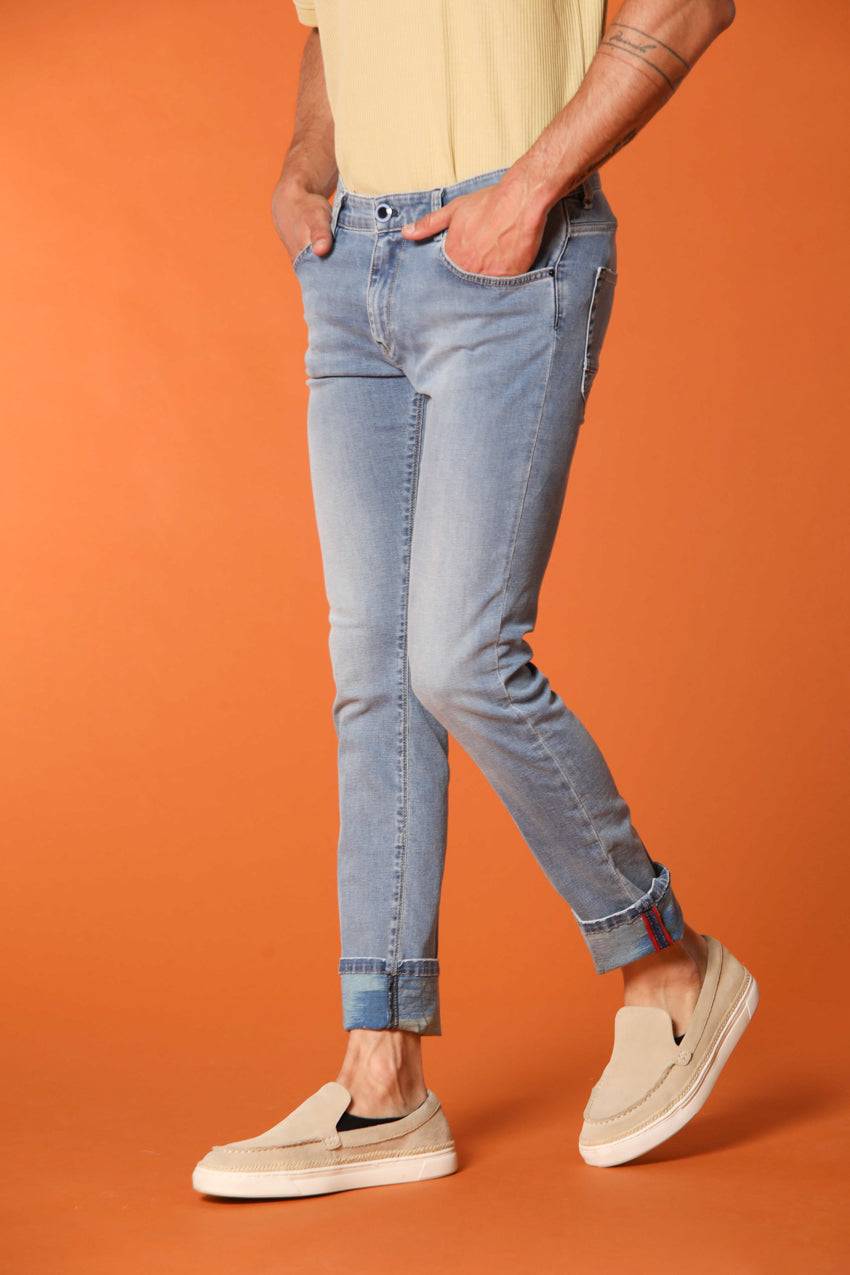 Harris 5-Pocket men's denim pants with safari print lining and slim fit