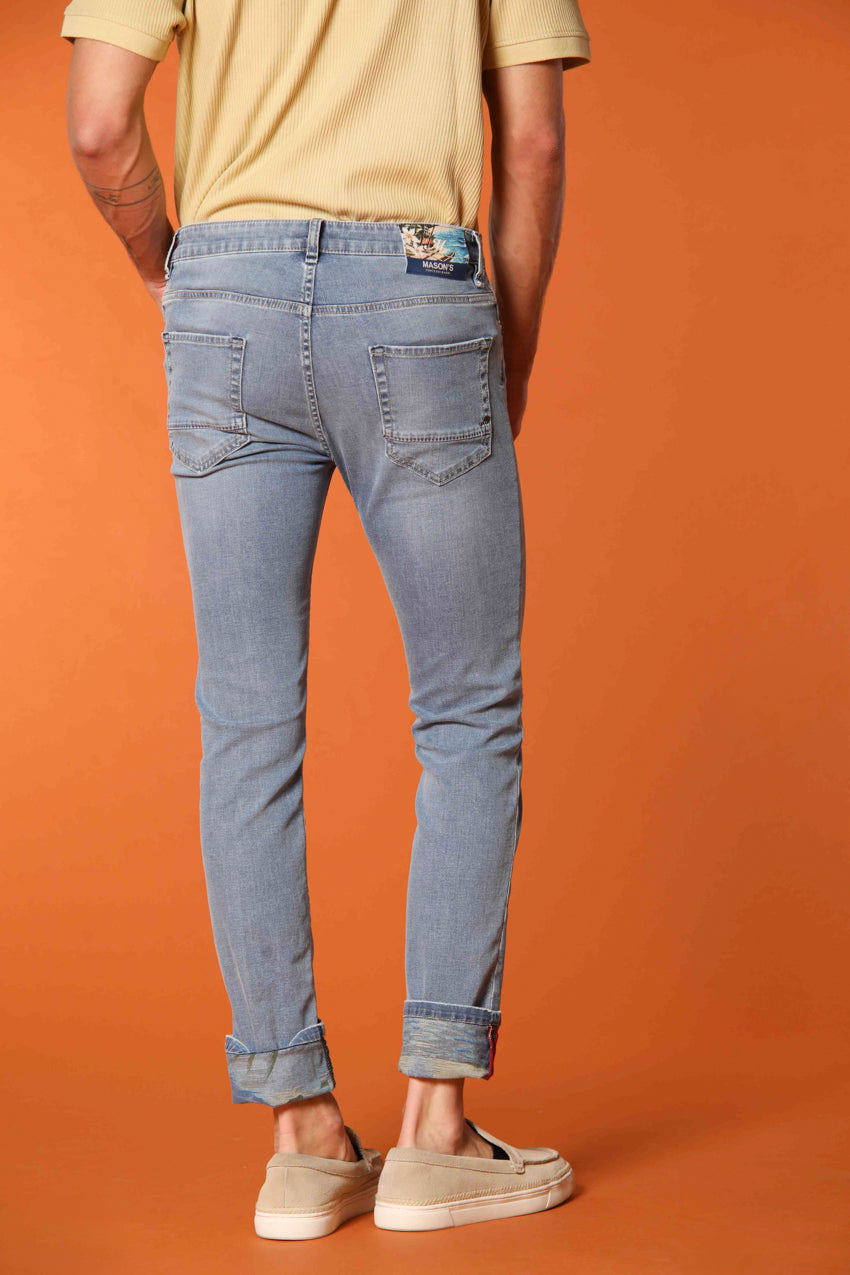 Harris 5-Pocket men's denim pants with safari print lining and slim fit