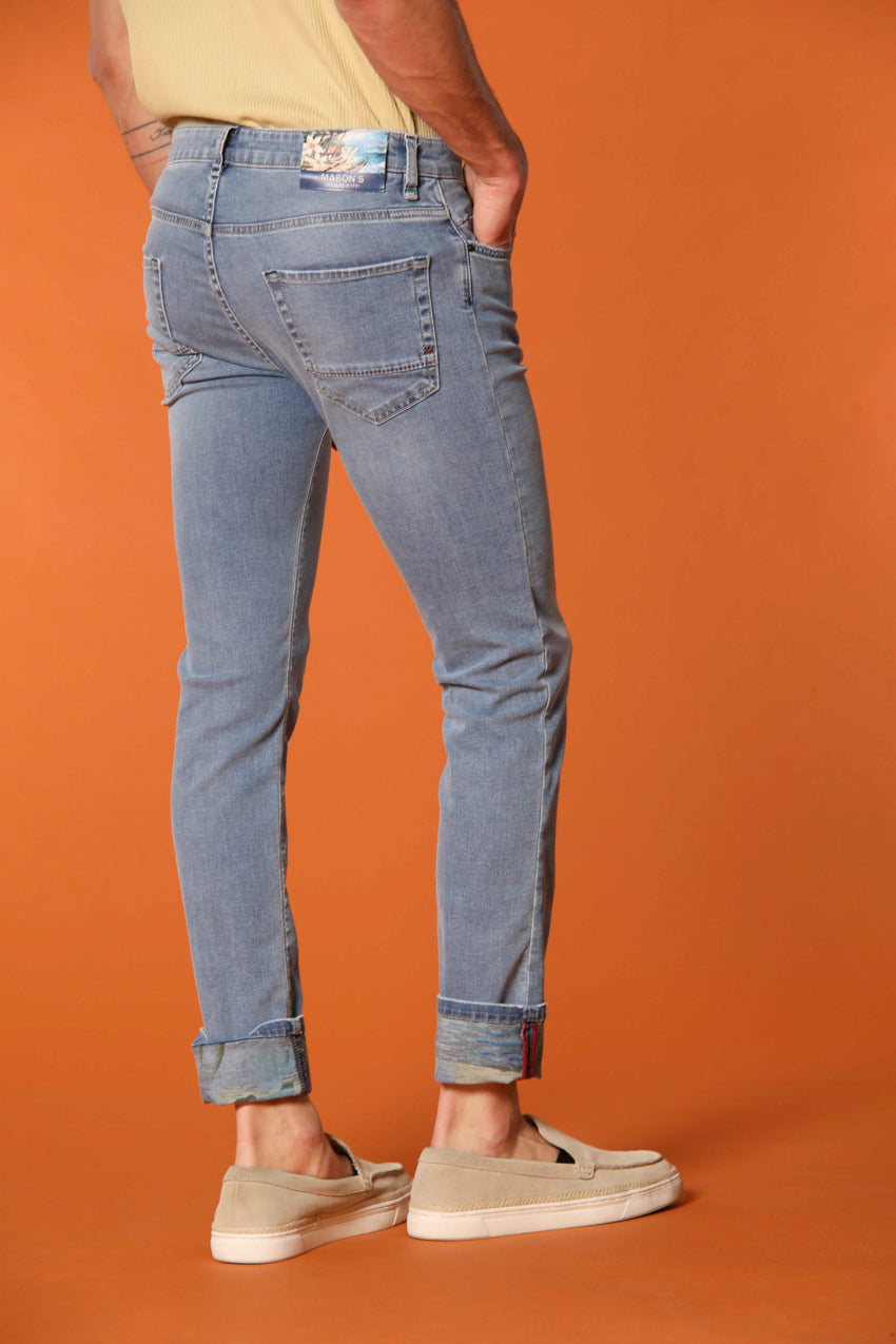 Harris 5-Pocket men's denim pants with safari print lining and slim fit